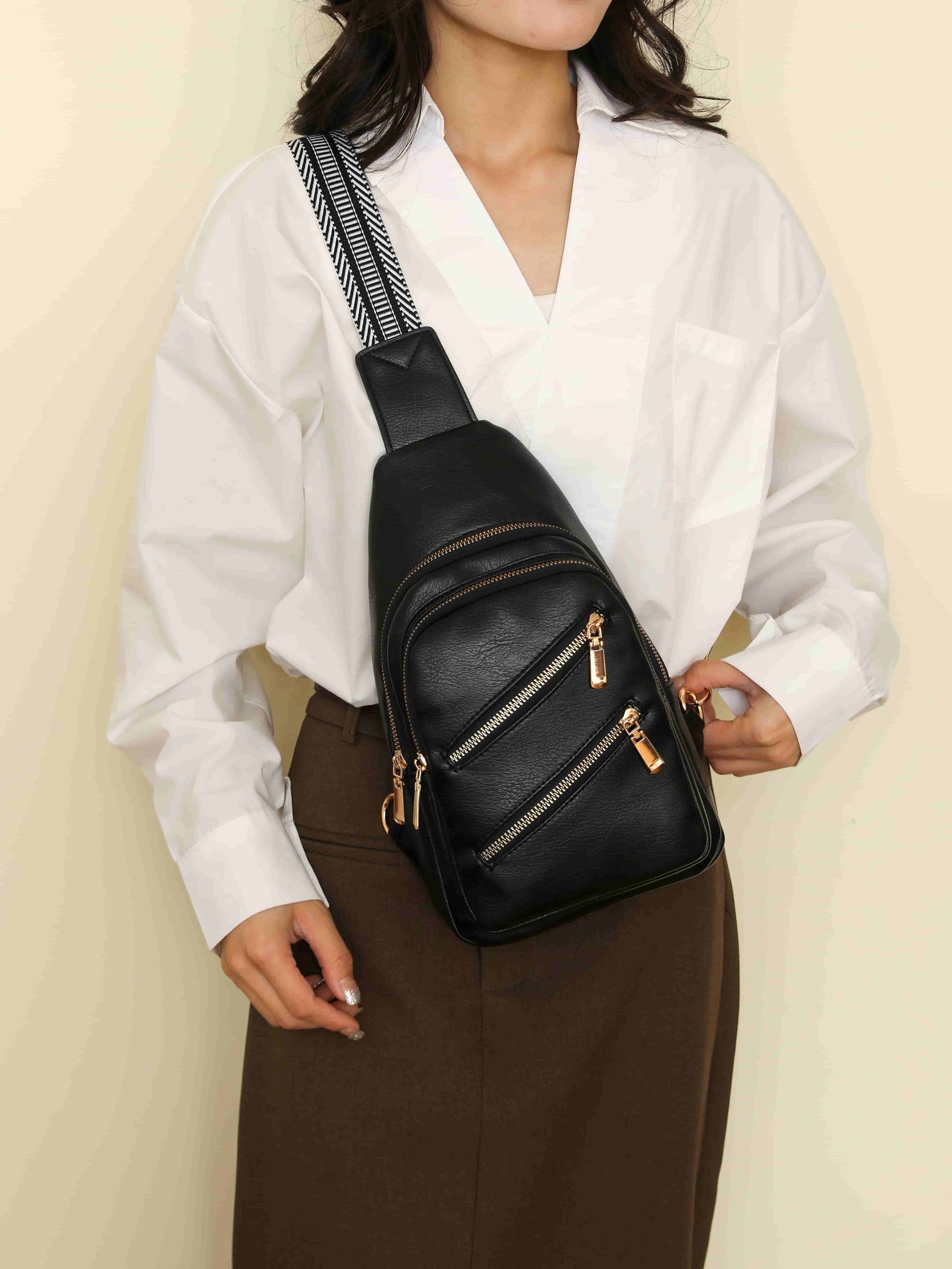 PU Leather Adjustable Strap Sling Bag | Maekery Studio