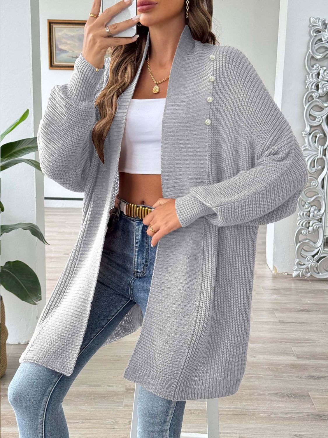 Open Front Long Sleeve Cardigan | Maekery Studio