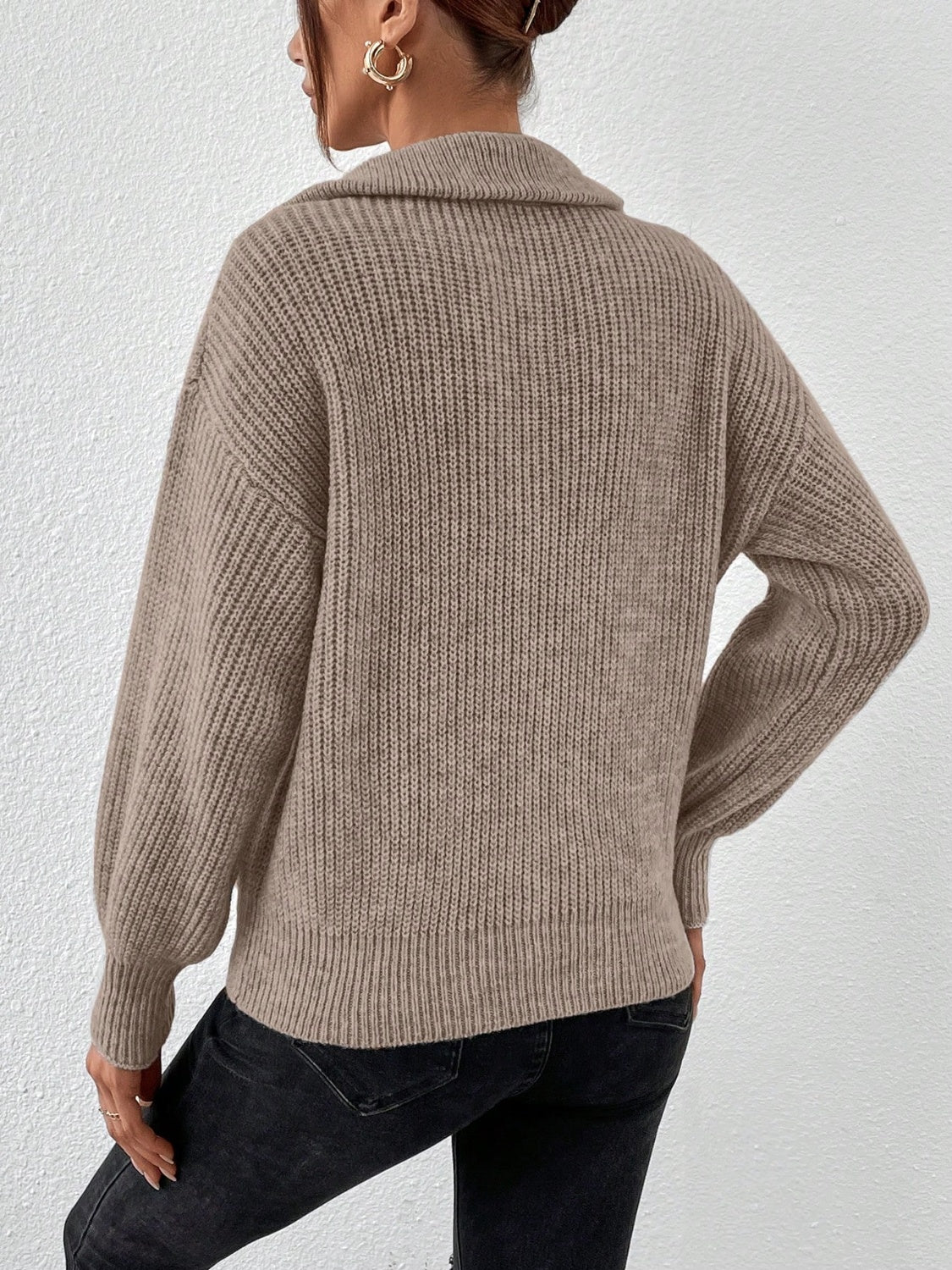 Honey Half Zip Dropped Shoulder Sweater | Maekery Studio