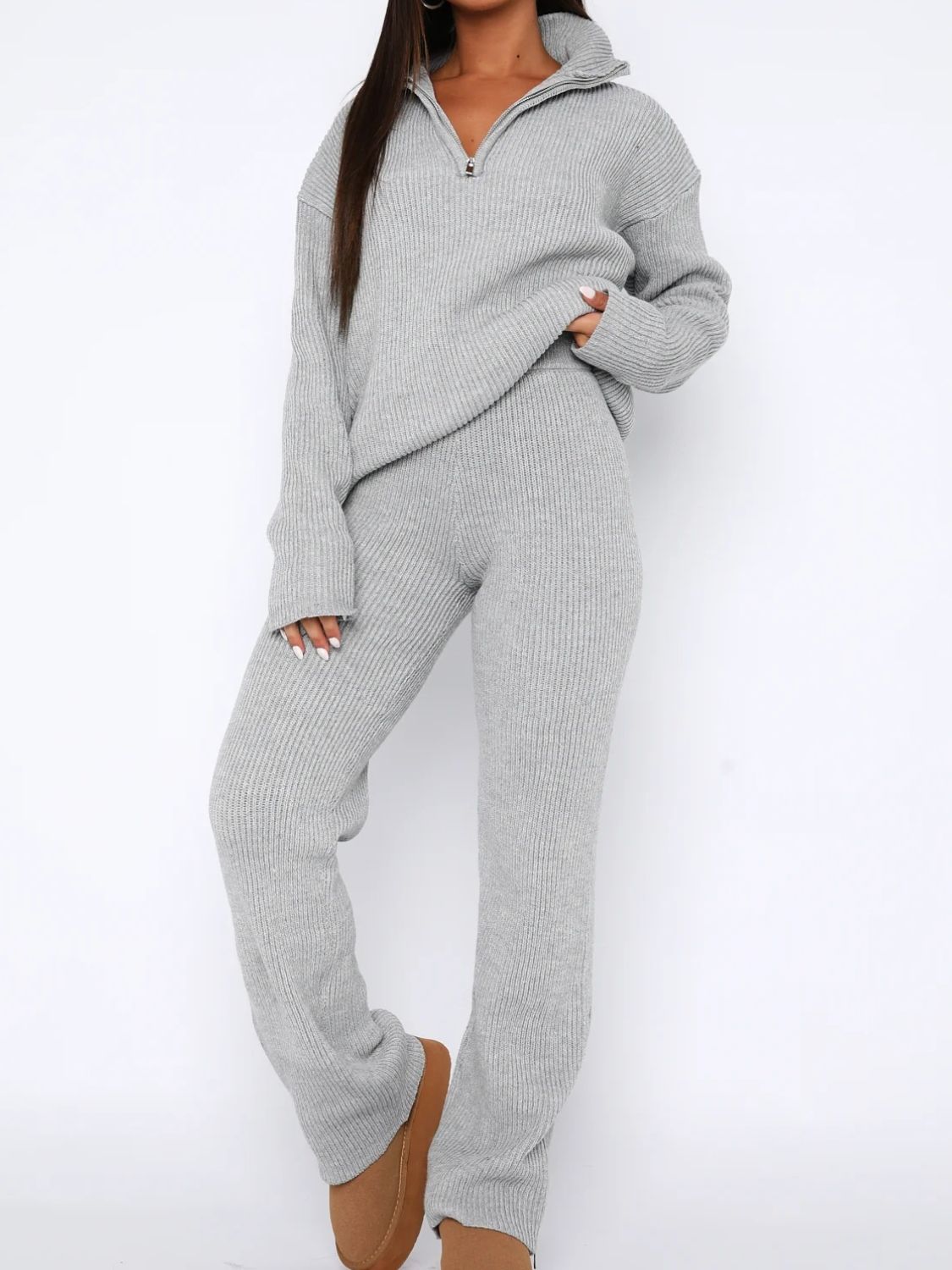 Quarter Zip Long Sleeve Top and Pants Set | Maekery Studio