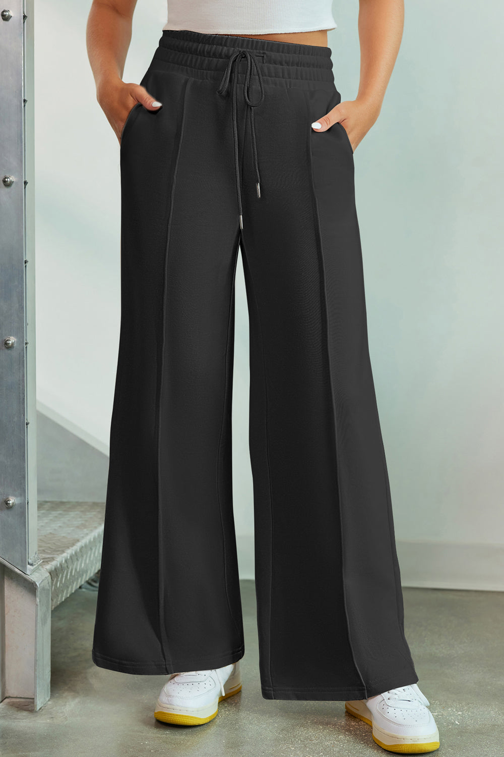 Drawstring Wide Leg Pants with Pockets | Maekery Studio