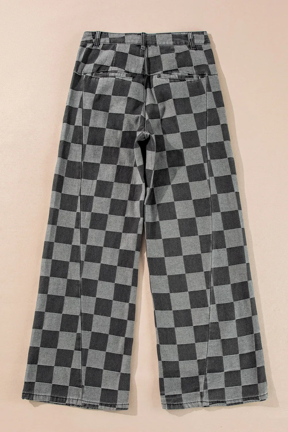 Checkered Wide Leg Jeans with Pockets | Maekery Studio