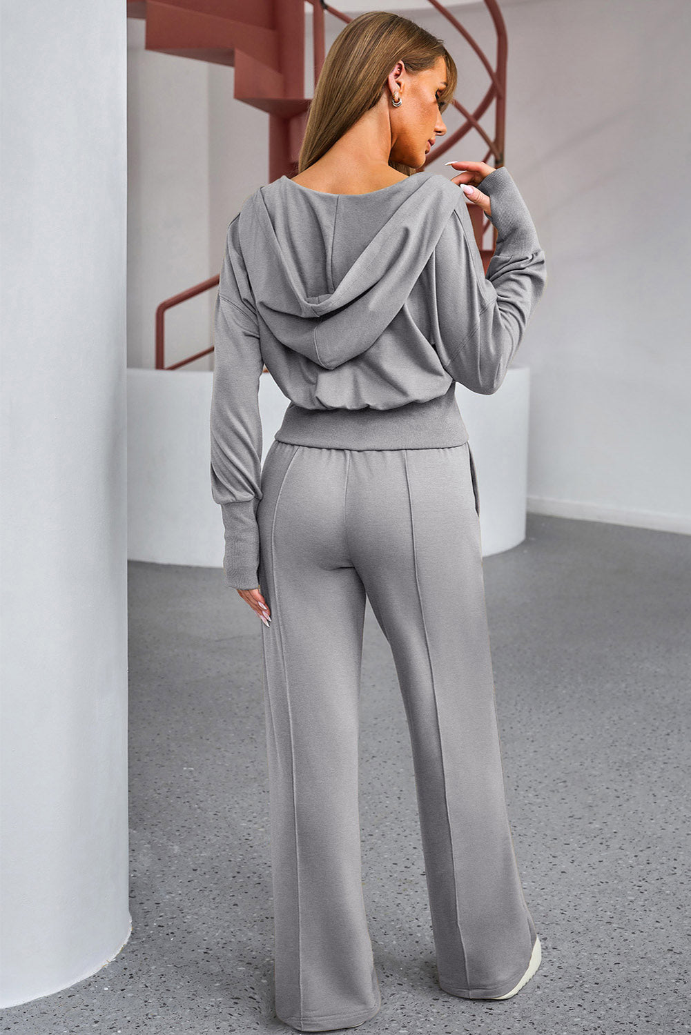 Dropped Shoulder Hoodie and Drawstring Pants Active Set | Maekery Studio