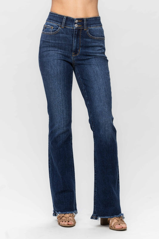 Judy Blue Full Size Frayed Hem Bootcut Jeans | Maekery Studio