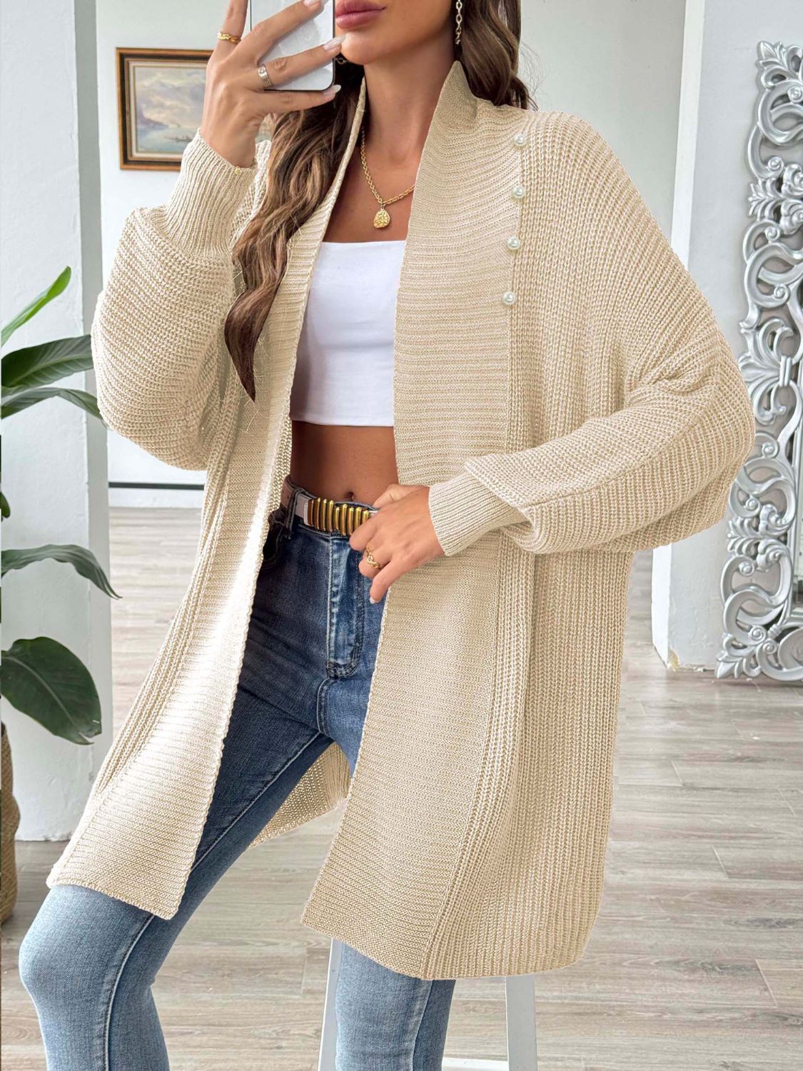 Open Front Long Sleeve Cardigan | Maekery Studio