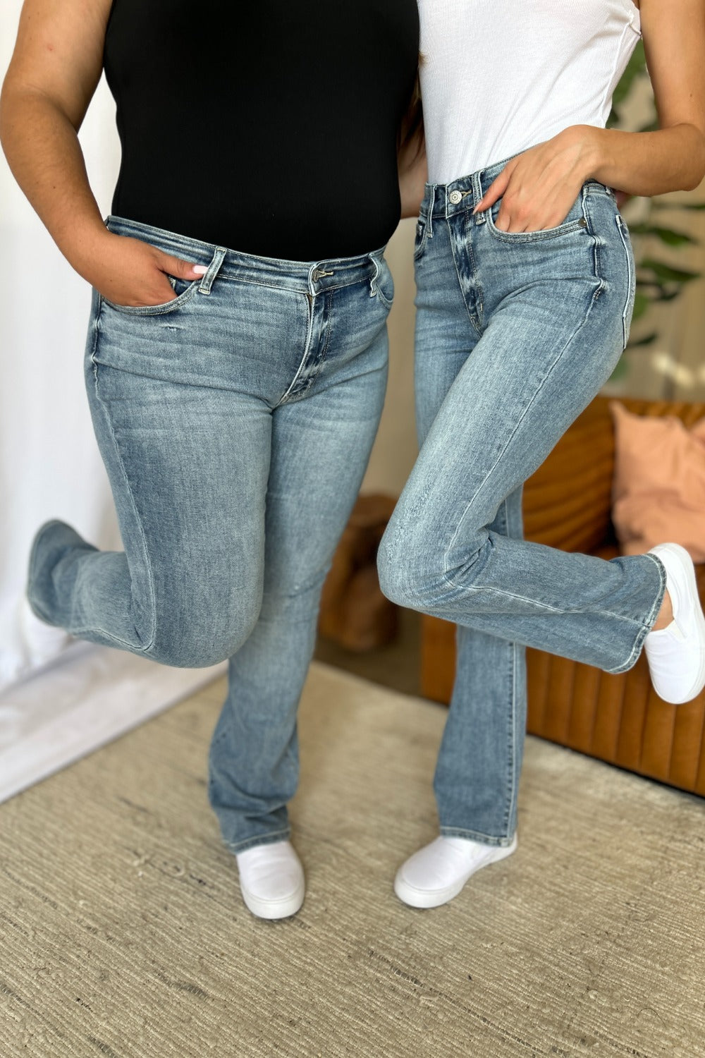 Judy Blue Full Size Medium Rise Bootcut Jeans | Maekery Studio