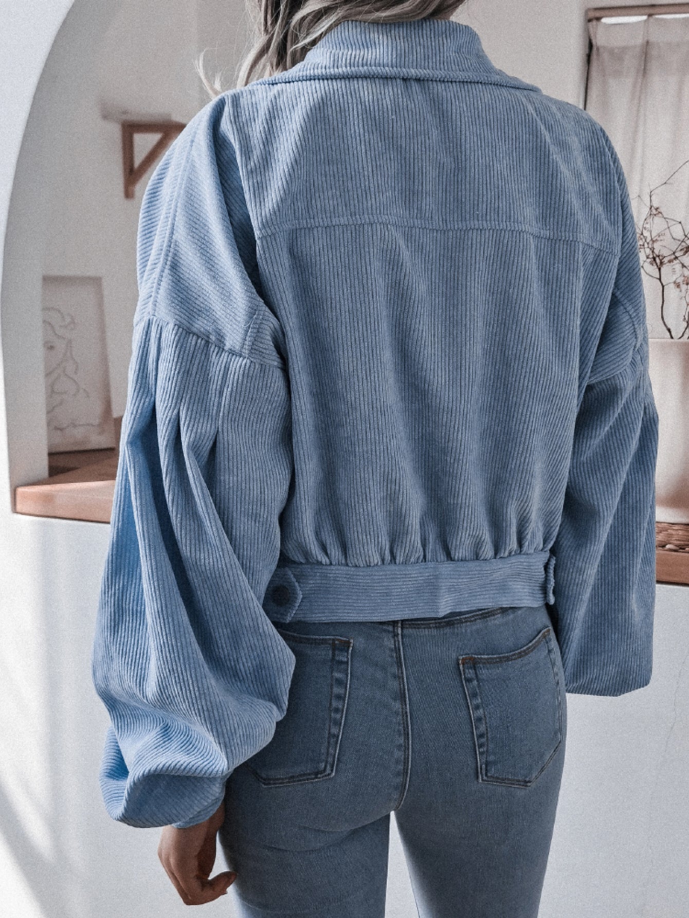 Lantern Sleeve Cropped Corduroy Jacket | Maekery Studio