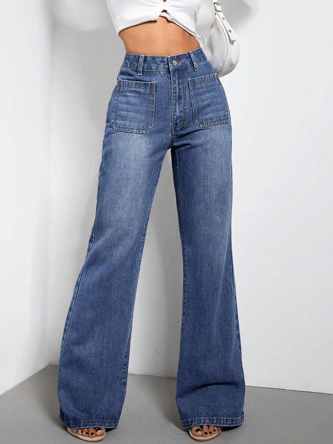 High Waist Bootcut Jeans with Pockets | Maekery Studio