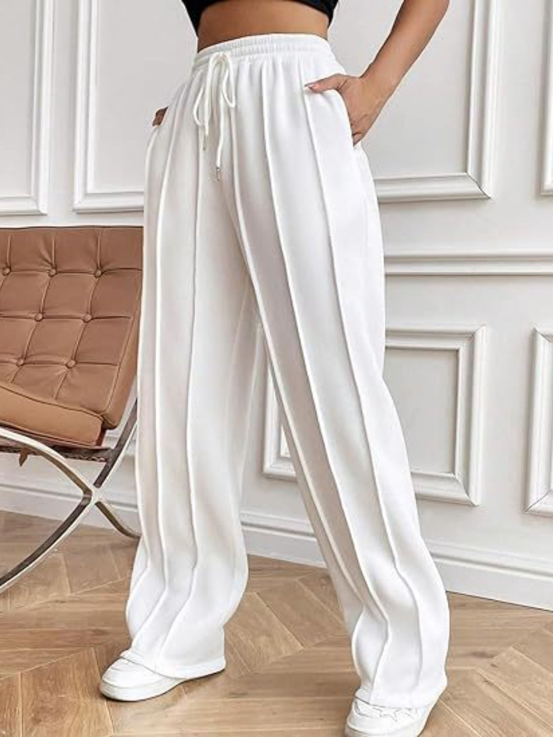 Drawstring Wide Leg Pants with Pockets | Maekery Studio