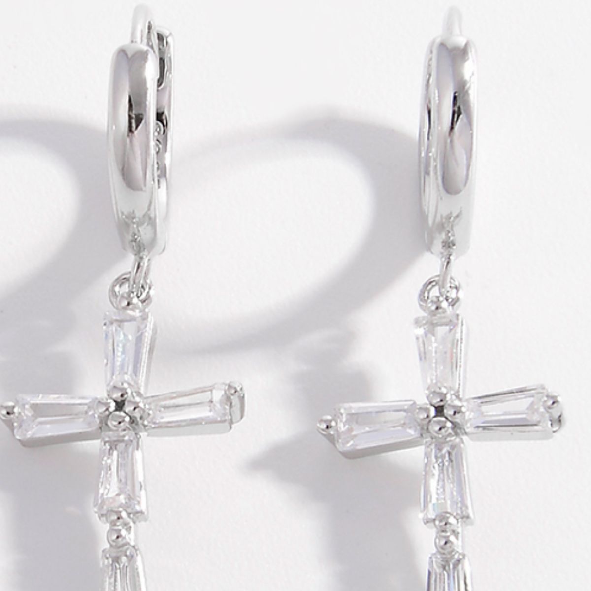 925 Sterling Silver Zircon Cross Earrings | Maekery Studio