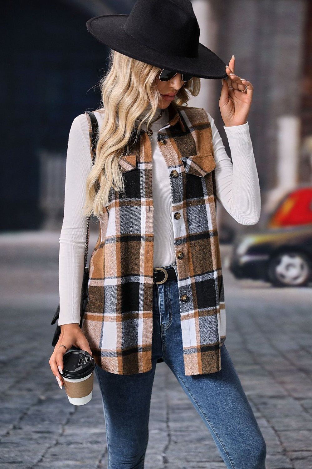 Plaid Button Up Vest Coat | Maekery Studio