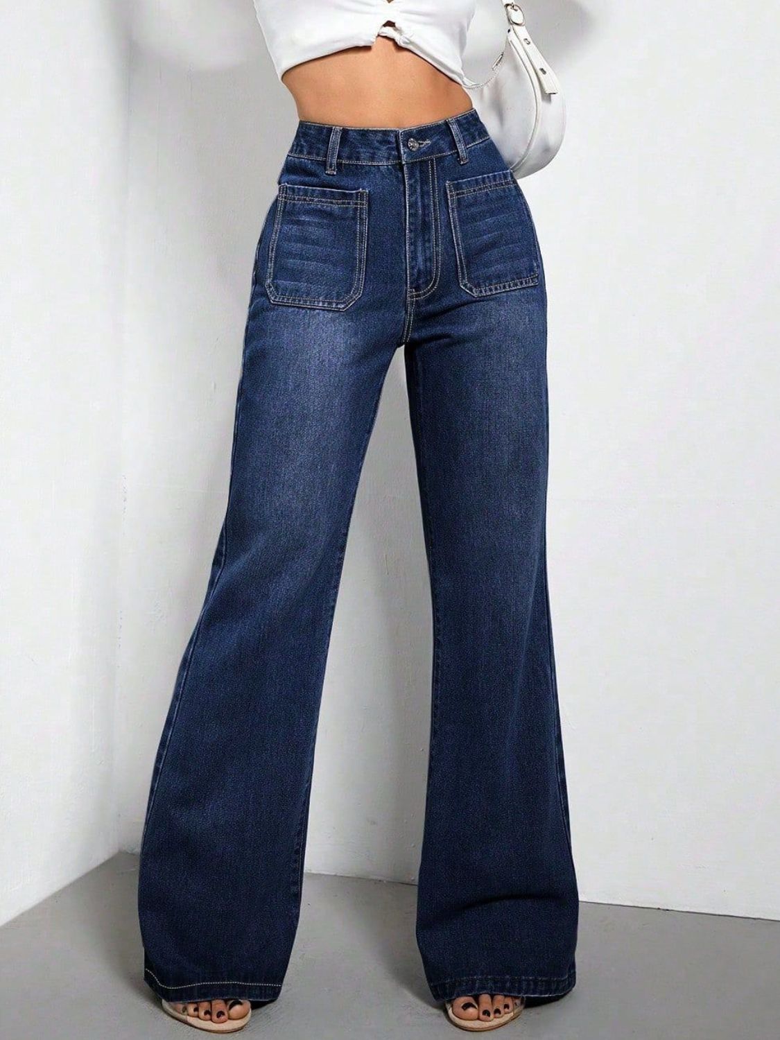 High Waist Bootcut Jeans with Pockets | Maekery Studio