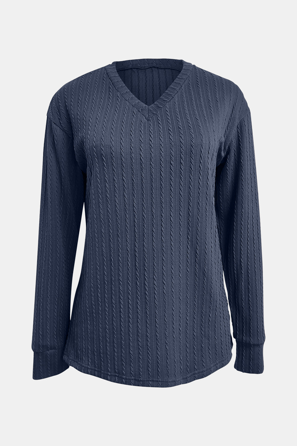 Textured V-Neck Long Sleeve T-Shirt | Maekery Studio