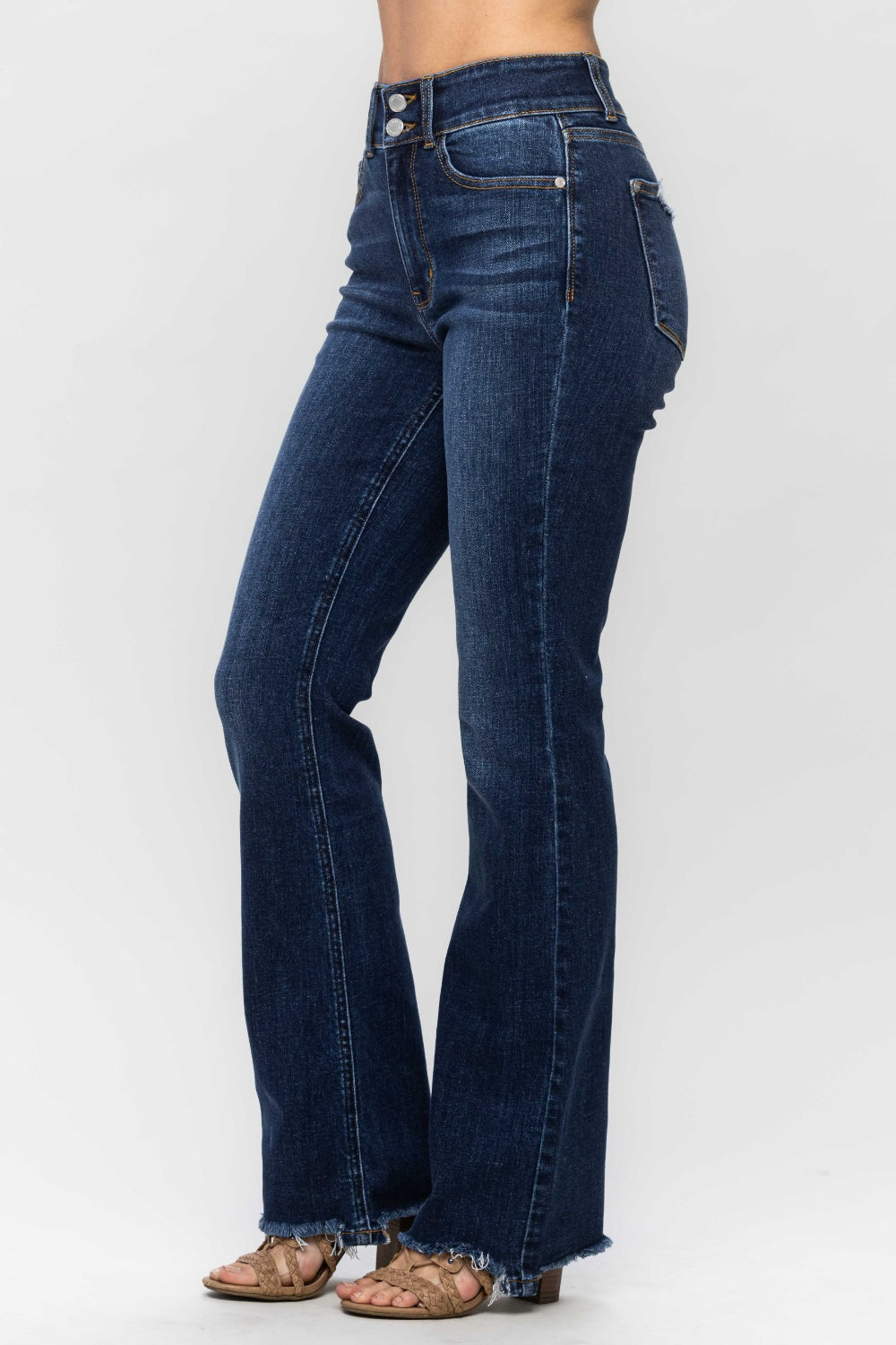 Judy Blue Full Size Frayed Hem Bootcut Jeans | Maekery Studio