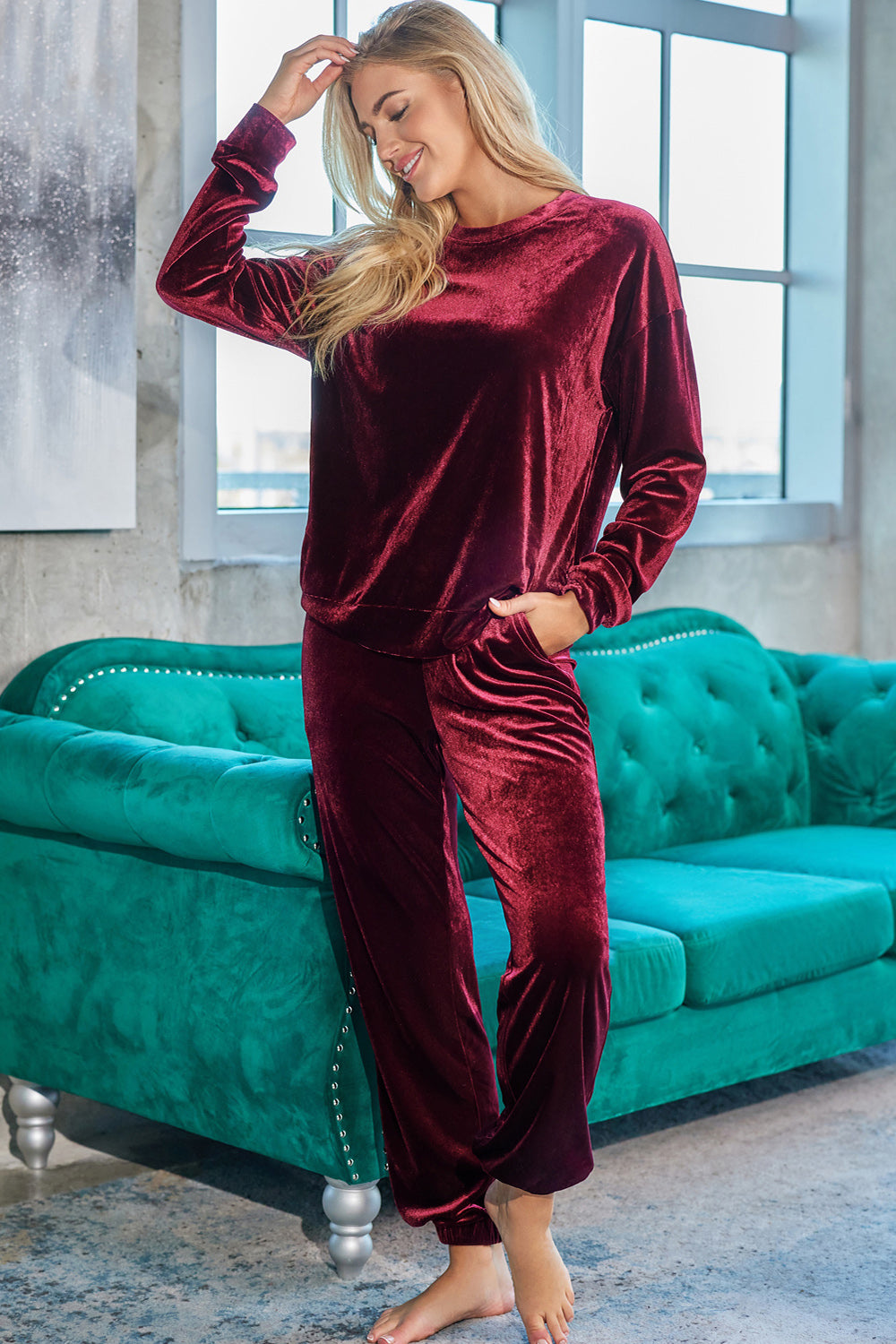 Long Sleeve Top and Pants Lounge Set | Maekery Studio