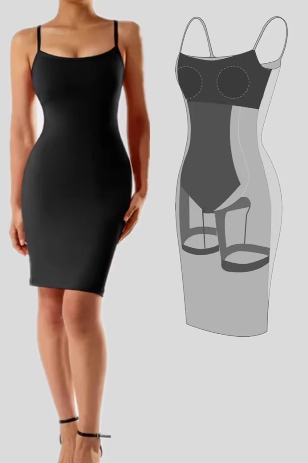 Basic Bae Full Size Built-In Shapewear Scoop Neck Sleeveless Dress | Maekery Studio