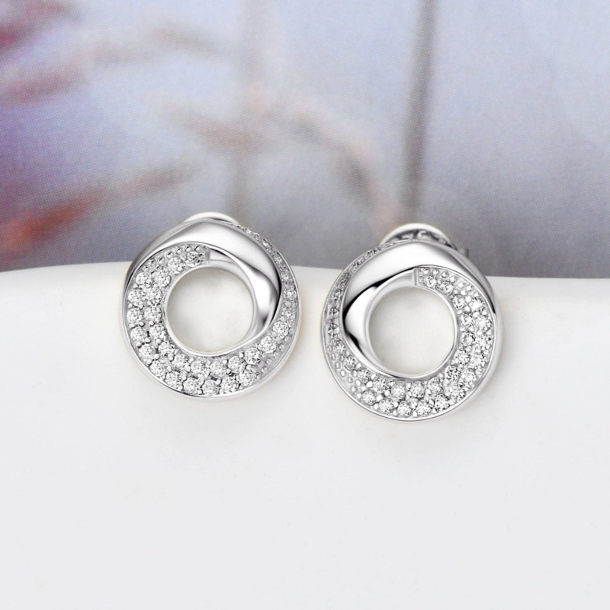 925 Sterling Silver Inlaid Moissanite Stud Earrings | Maekery Studios