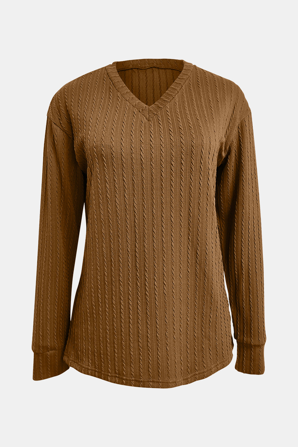 Textured V-Neck Long Sleeve T-Shirt | Maekery Studio