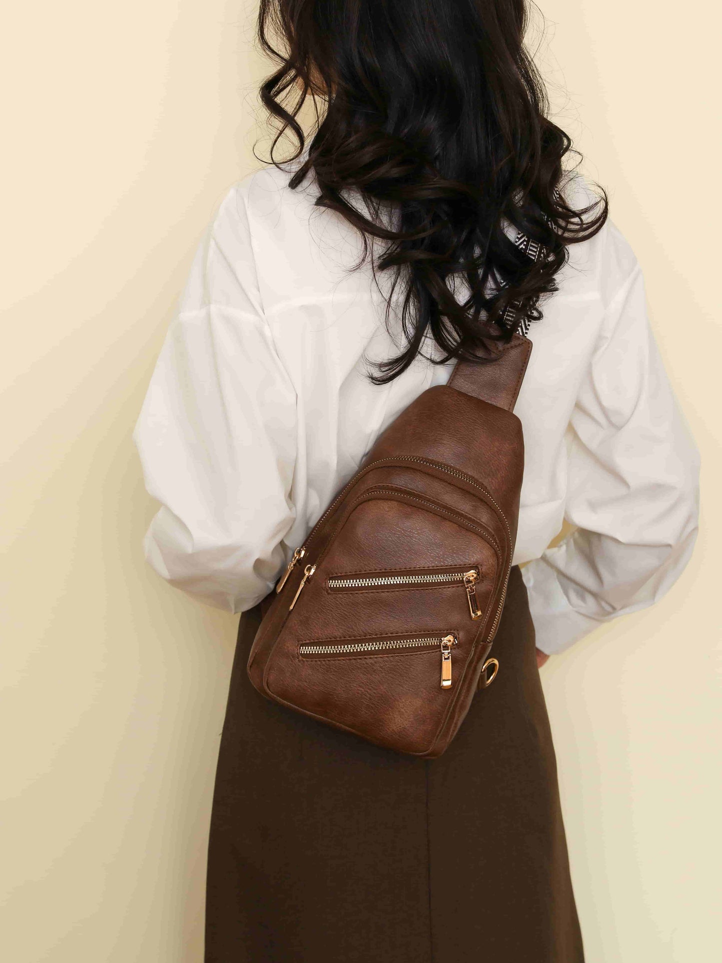 PU Leather Adjustable Strap Sling Bag | Maekery Studio