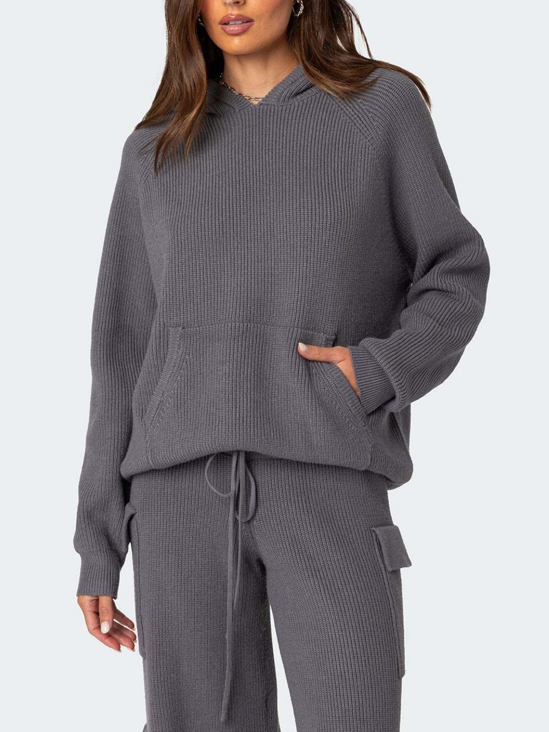 Long Sleeve Hooded Top and Pants Sweater Set | Maekery Studio