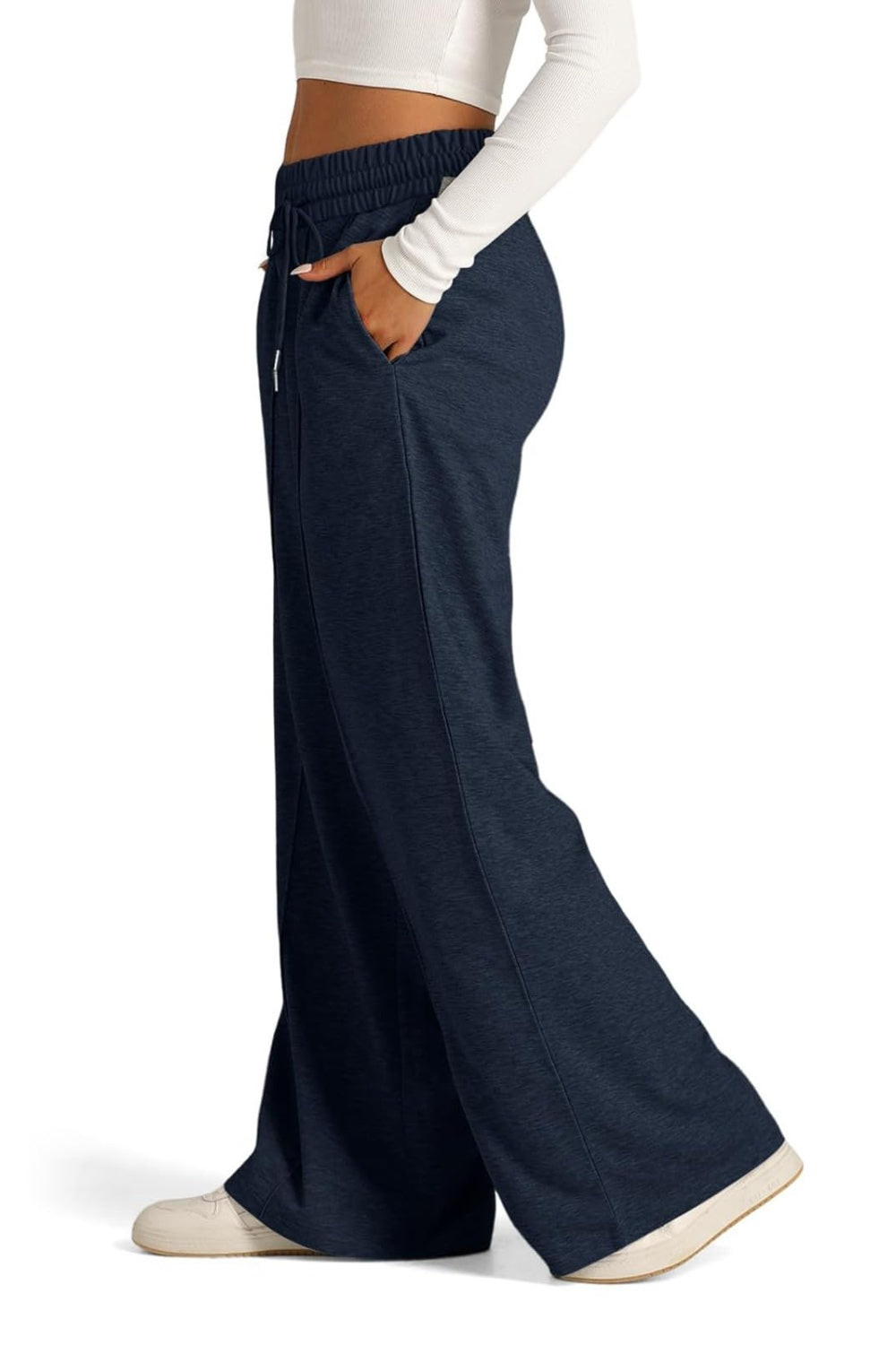 Drawstring Elastic Waist Wide Leg Pants | Maekery Studio