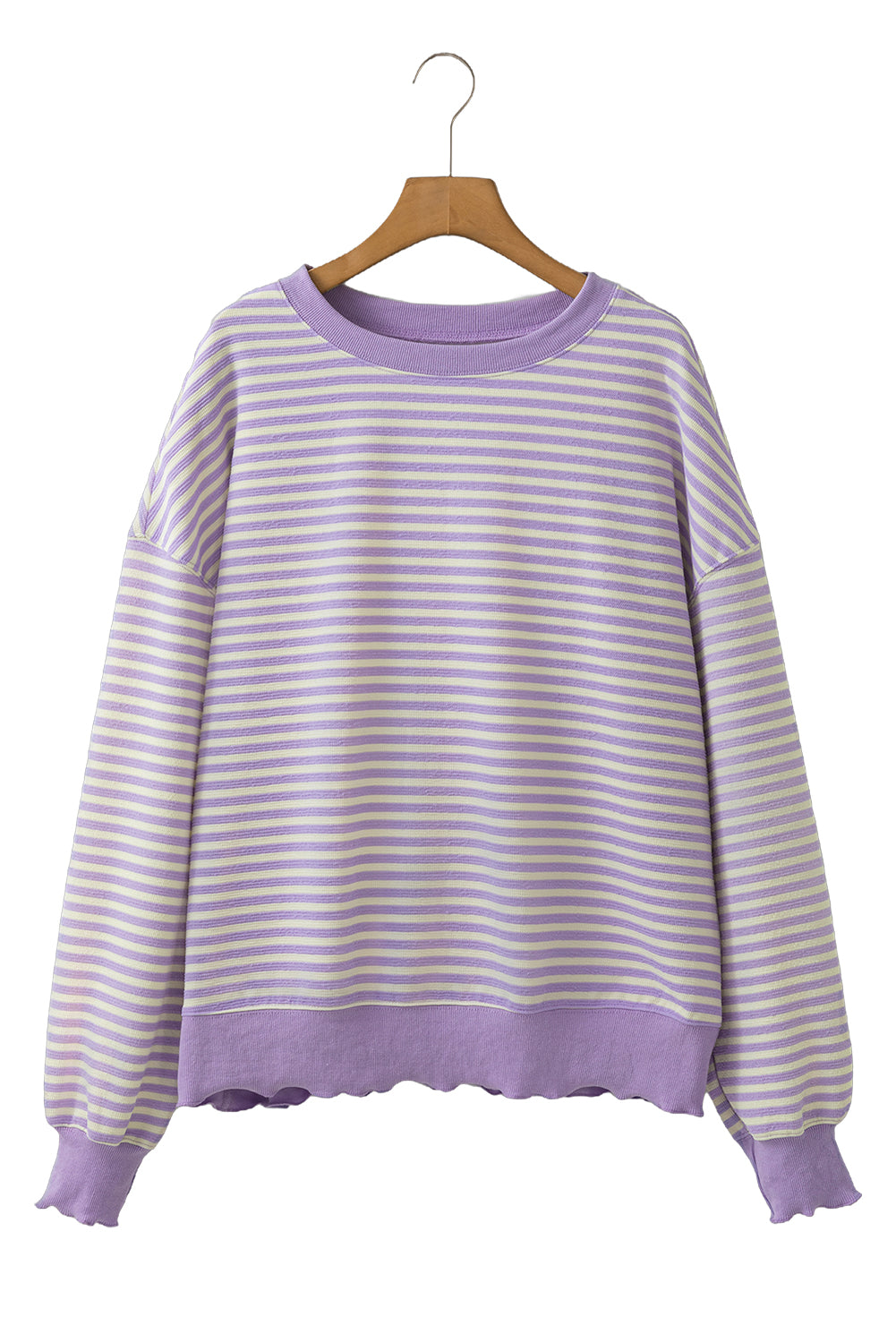 Purple Stripe Drop Shoulder Long Sleeve Top