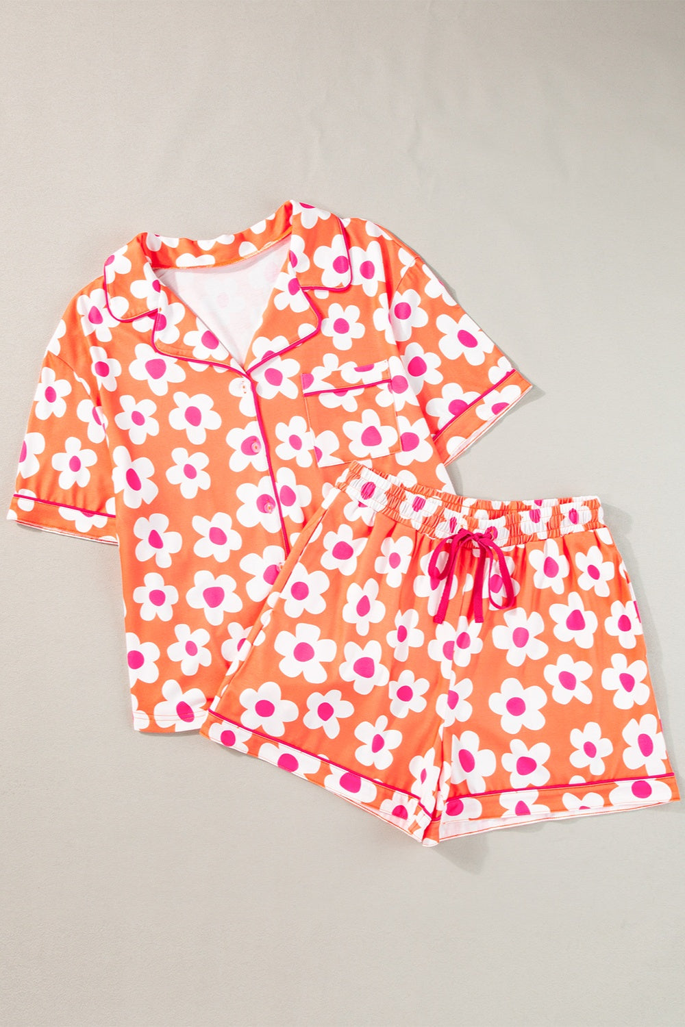 Pocketed Flower Half Sleeve Top and Shorts Lounge Set | Maekery Studio