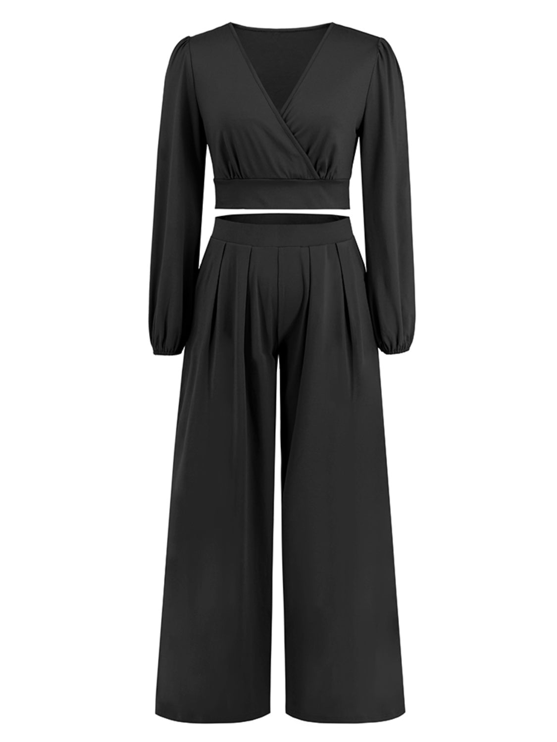 Surplice Top and Wide Leg Pants Set | Maekery Studio