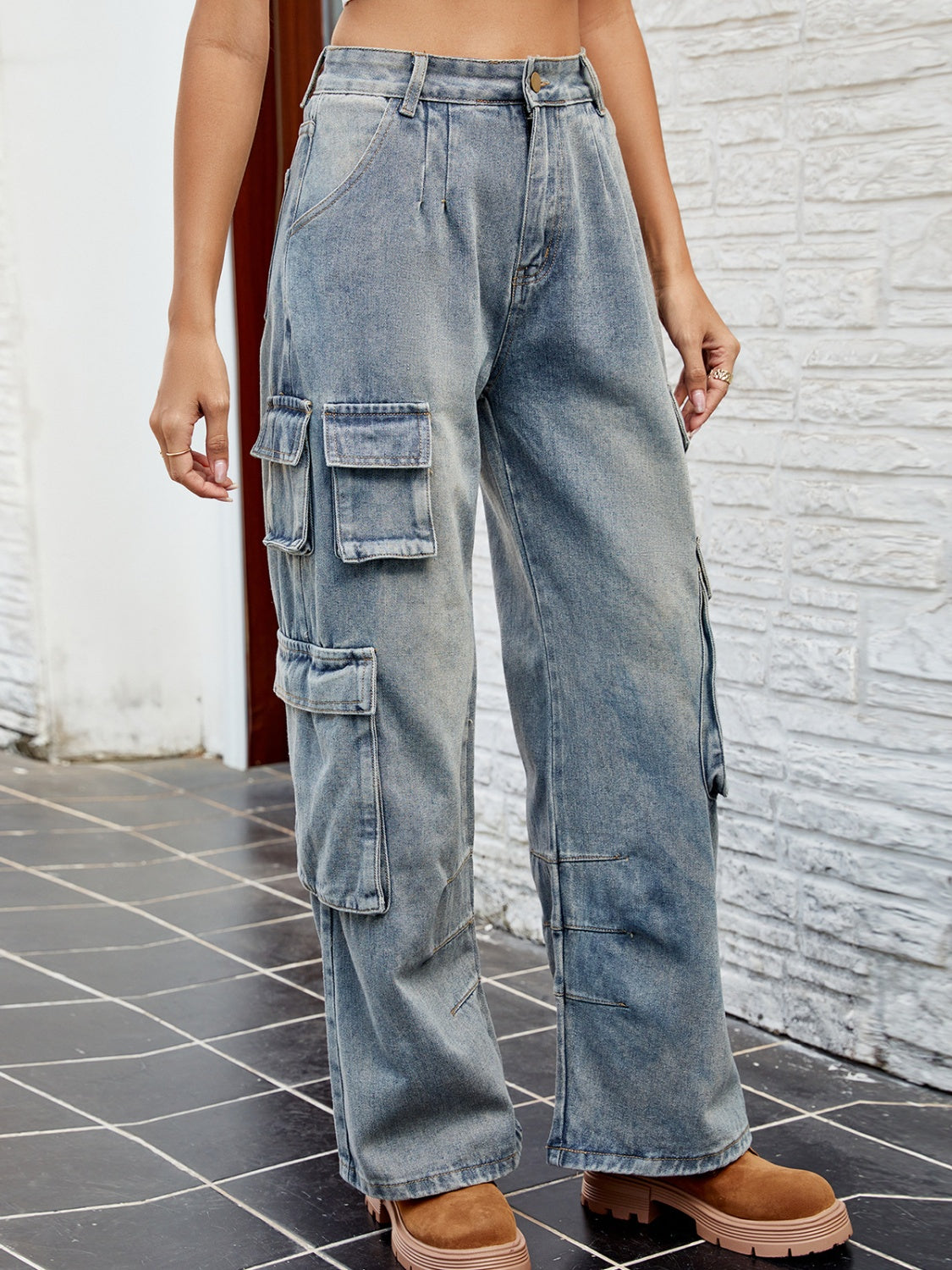 Washed Jeans with Pockets | Maekery Studio