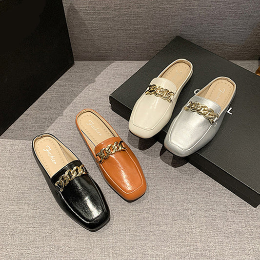 PU Leather Square Toe Flat Loafers | Maekery Studio