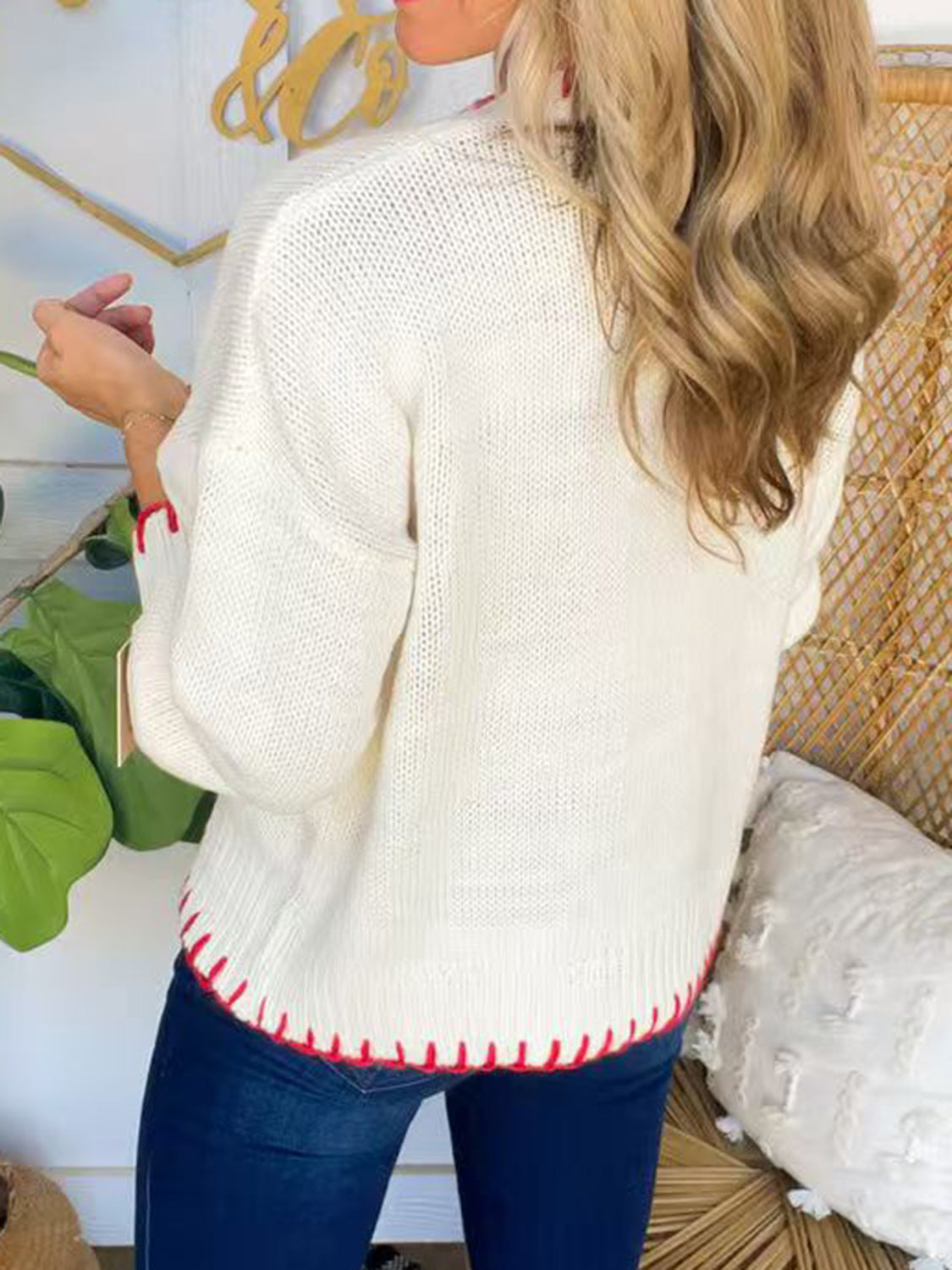 Bow Round Neck Long Sleeve Sweater | Maekery Studio