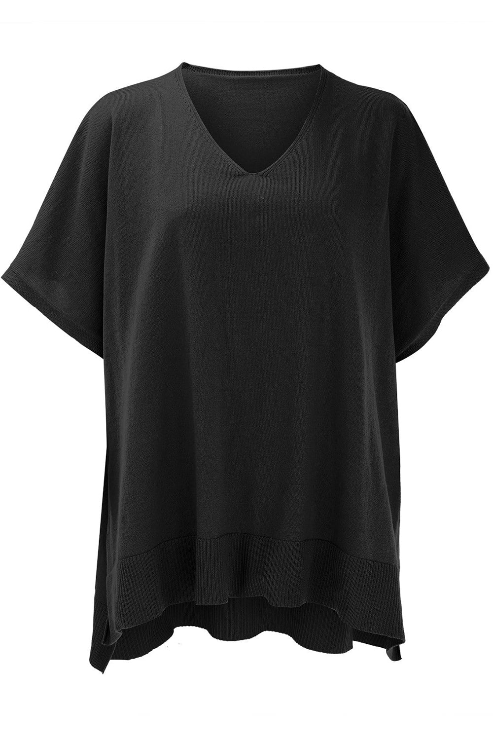 Slit V-Neck Half Sleeve Knit Top | Maekery Studio