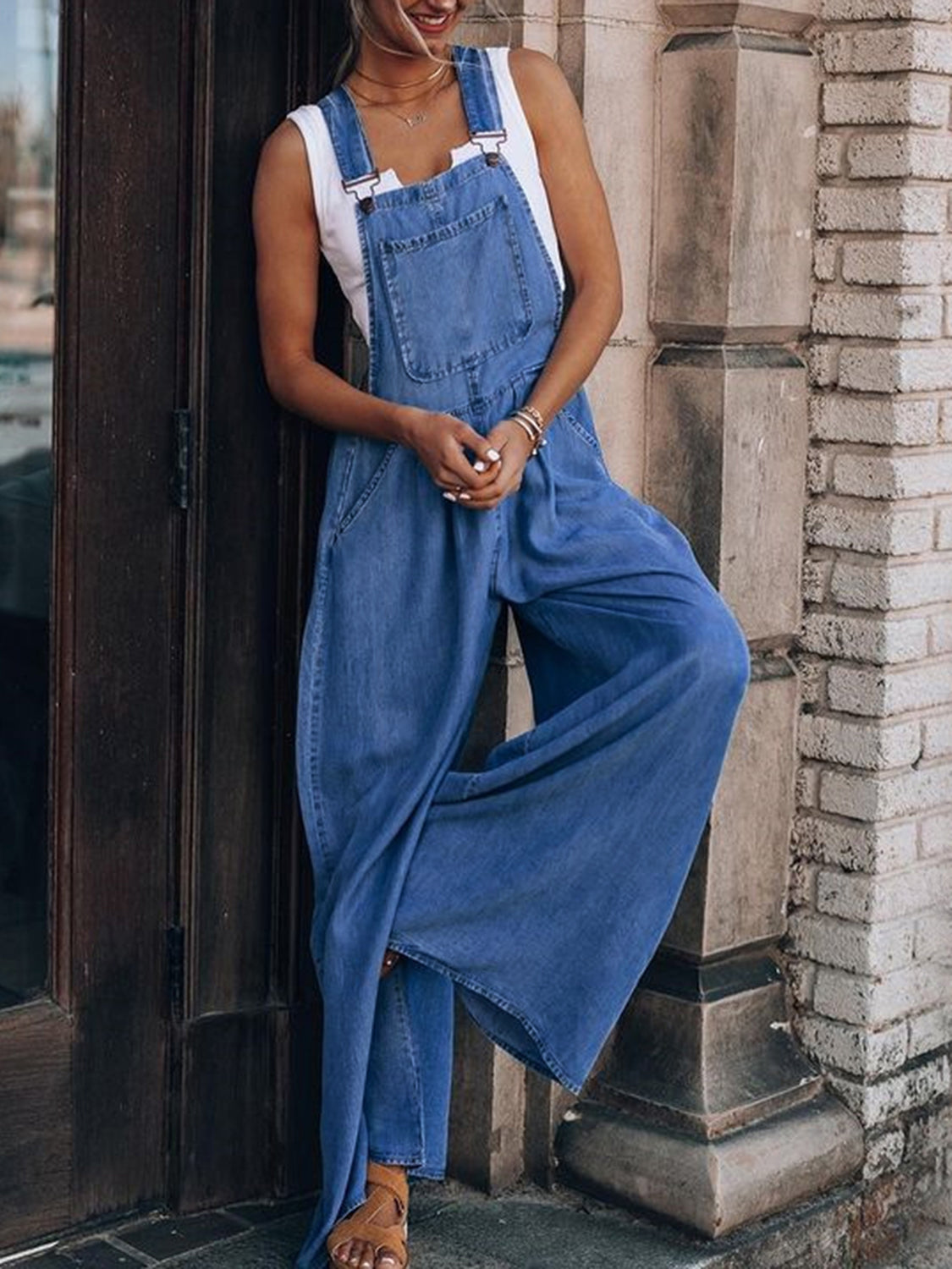 Wide Leg Denim Overalls | Maekery Studio