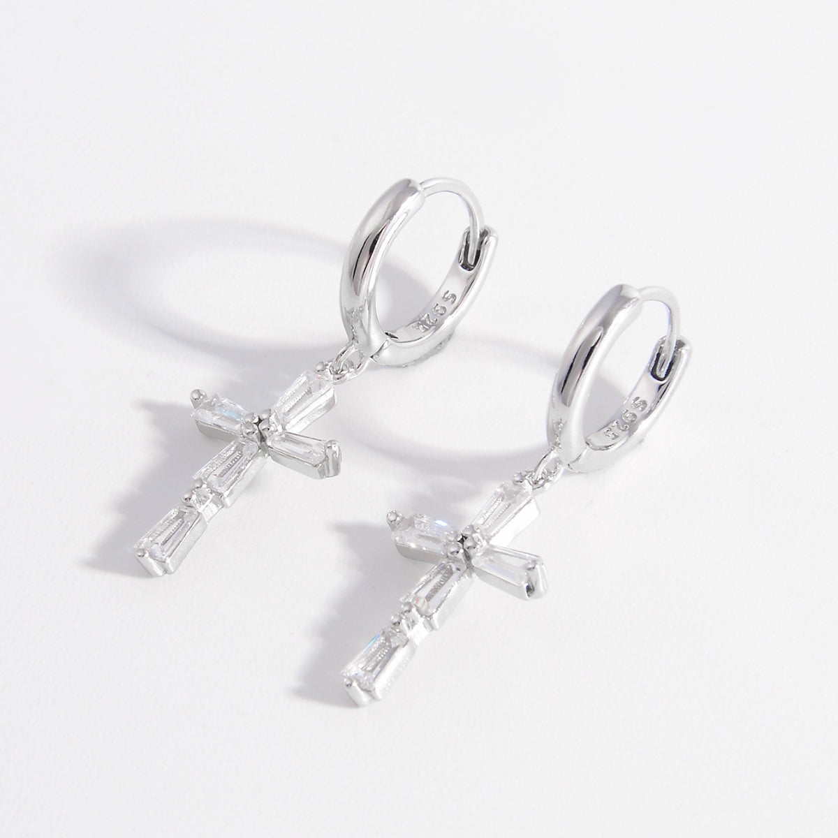 925 Sterling Silver Zircon Cross Earrings | Maekery Studio