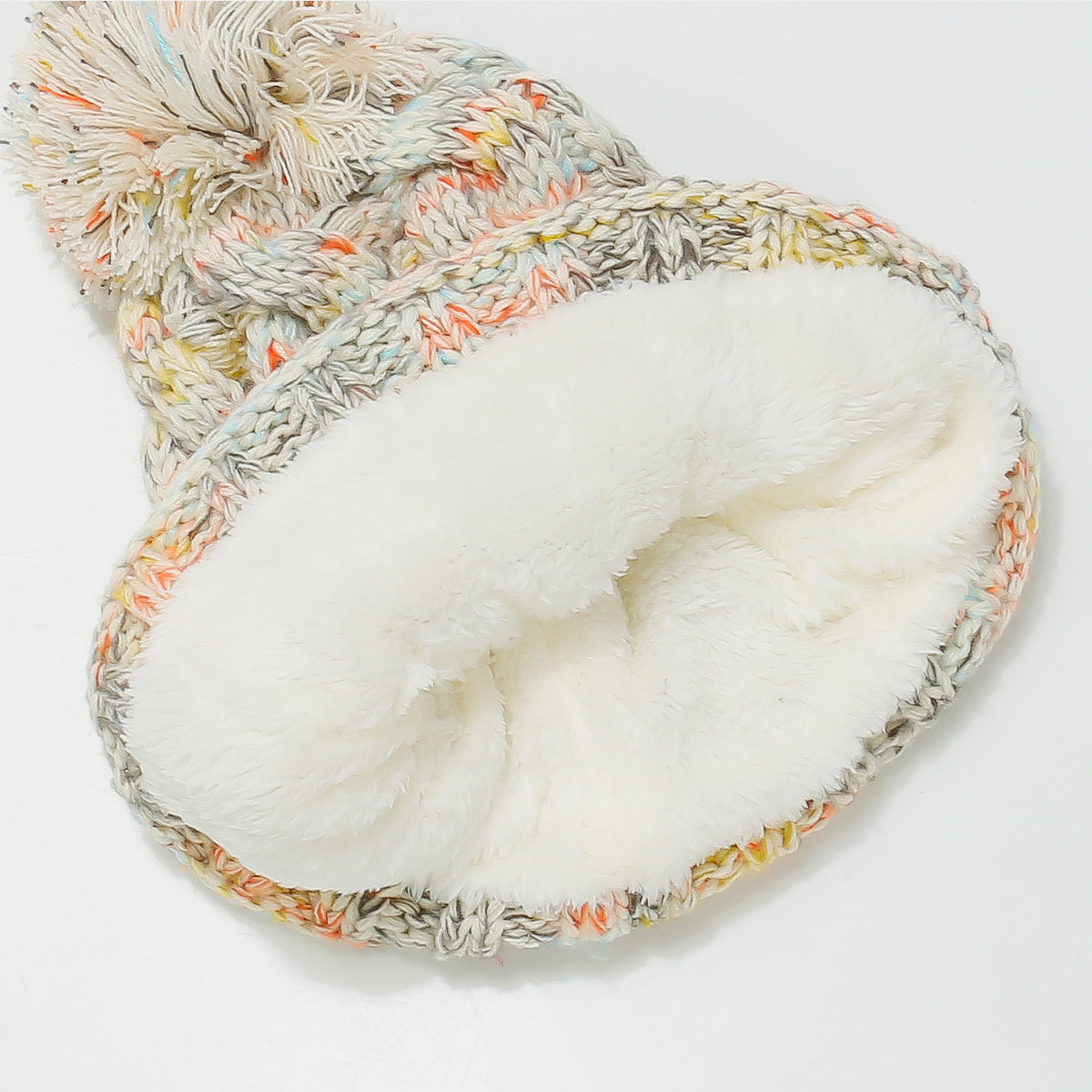 Contrast Cable-Knit Hat with Pompom | Maekery Studio