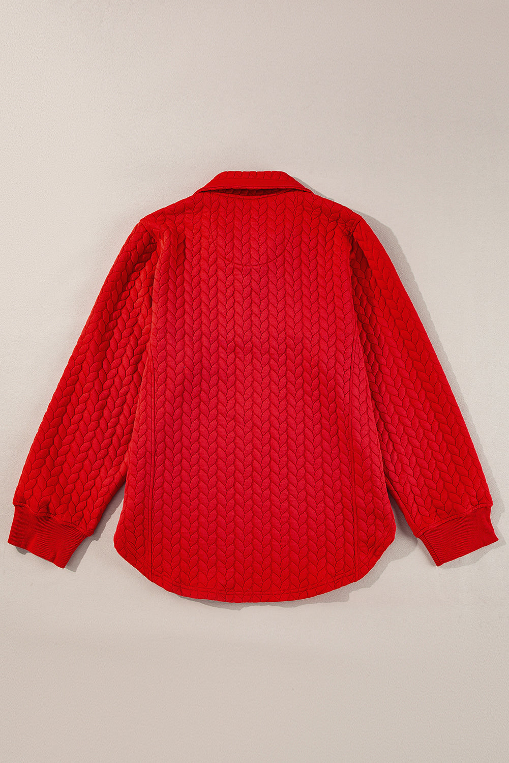 Tomato Red Textured Quarter Zip Plus Size Pullover | Maekery Studio