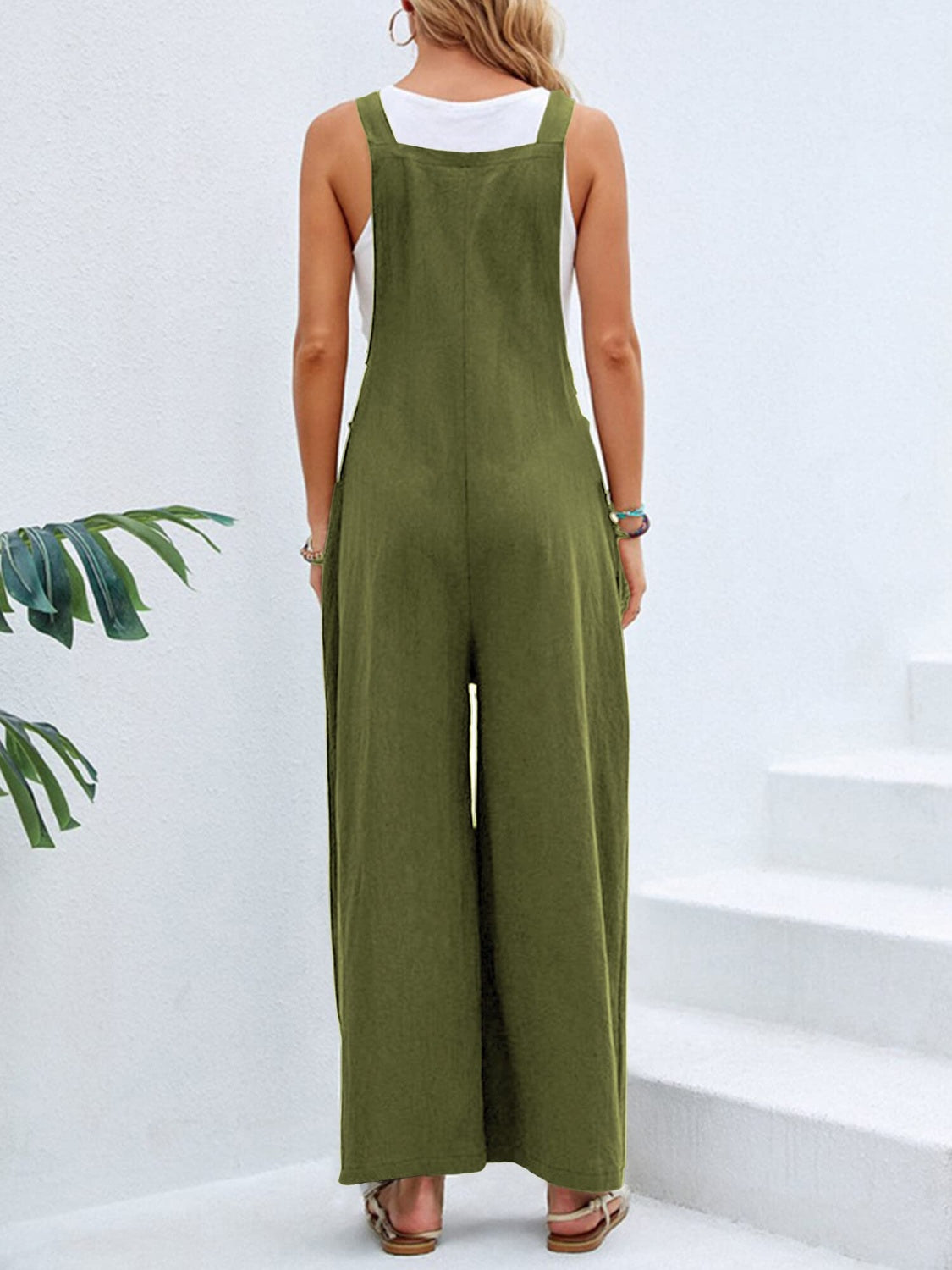 Full Size Square Neck Wide Strap Overalls | Maekery Studio