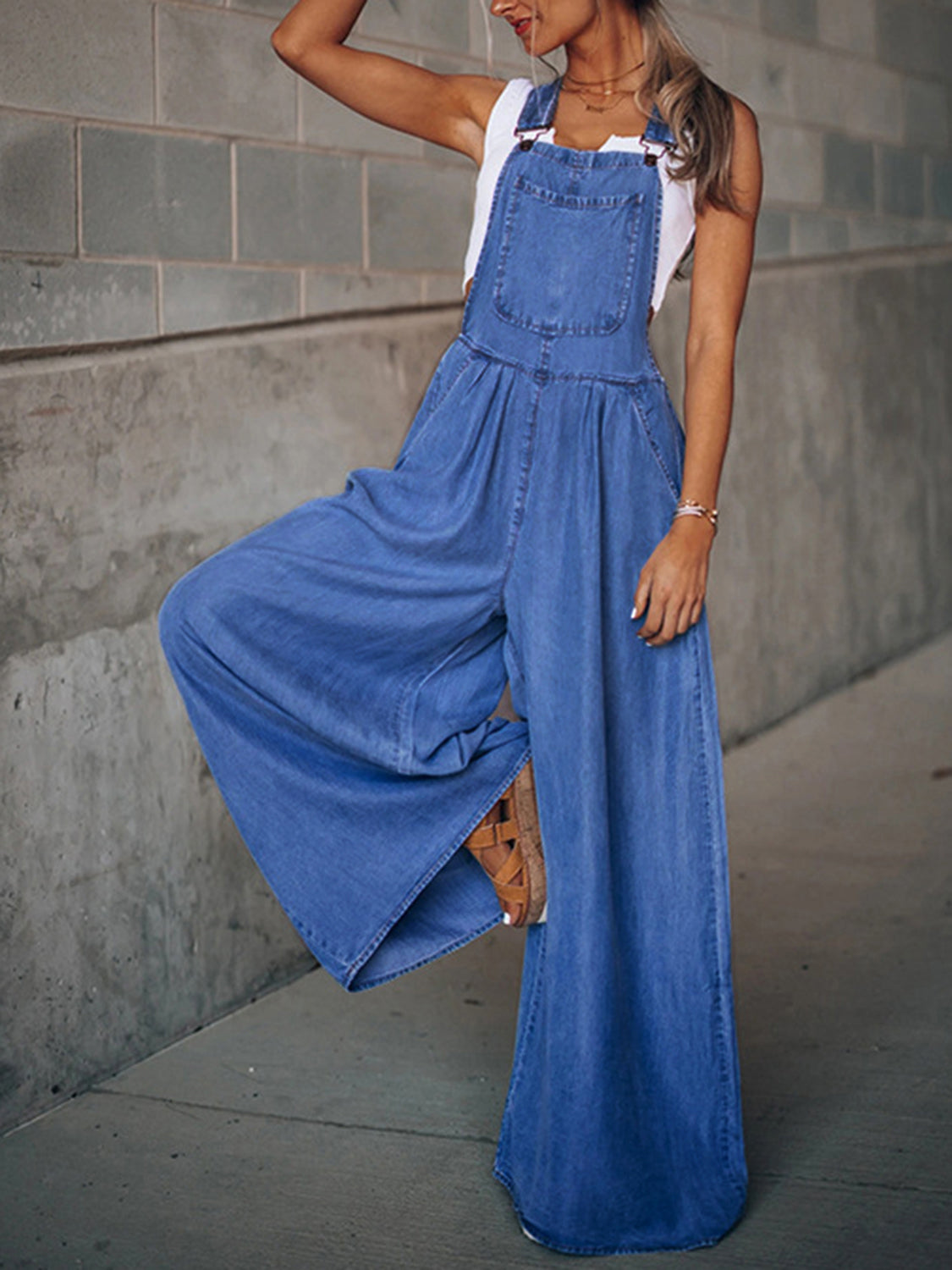 Wide Leg Denim Overalls | Maekery Studio