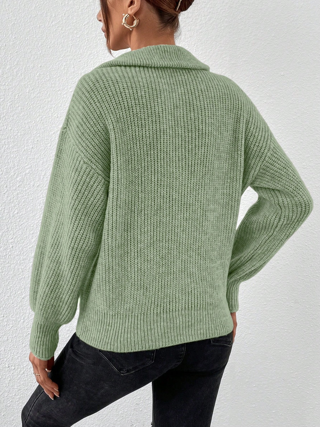 Honey Half Zip Dropped Shoulder Sweater | Maekery Studio