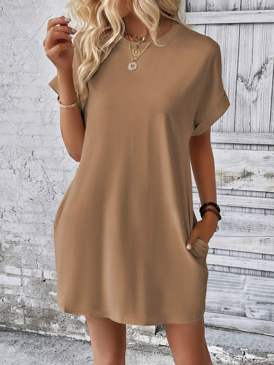 Round Neck Short Sleeve Mini Dress | Maekery Studio