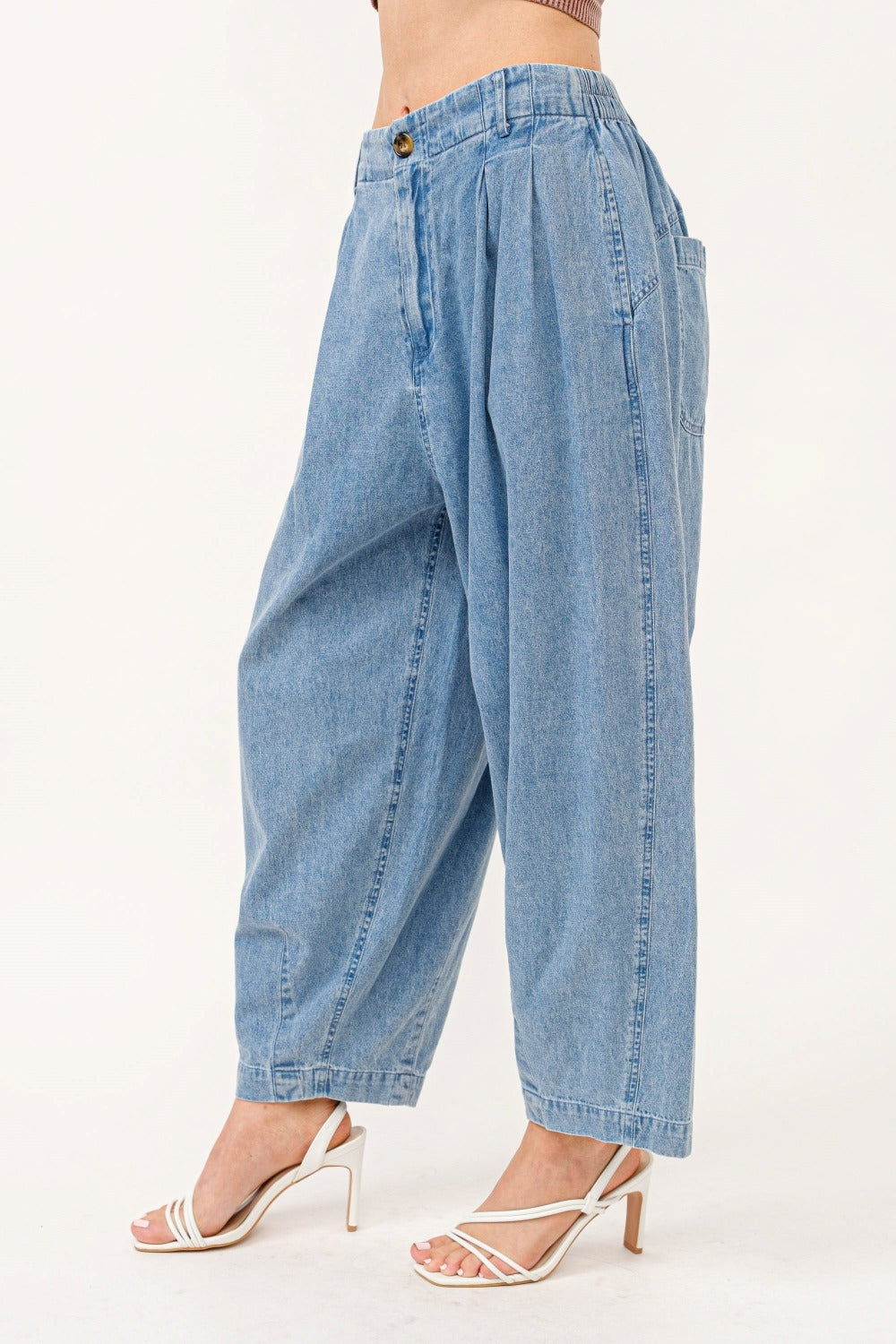 And The Why Elastic Back Pleated Baggy Jeans | Maekery Studio