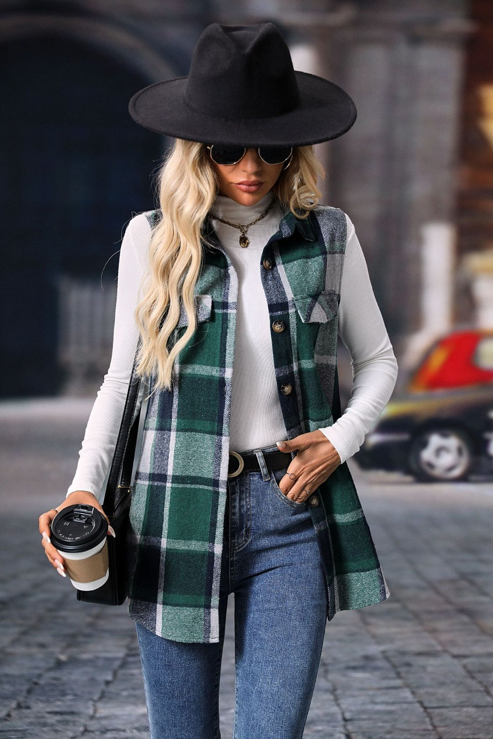 Plaid Button Up Vest Coat | Maekery Studio