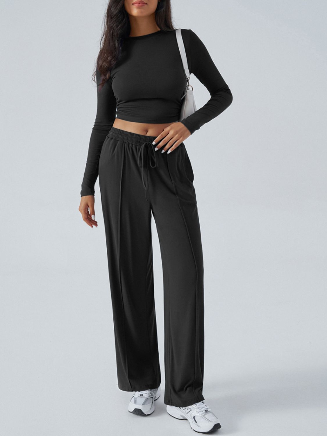 Devine Round Neck Long Sleeve Top and Pants Set | Maekery Studio