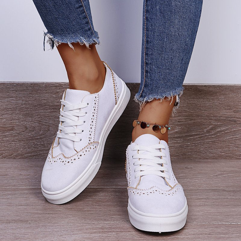 Lace-Up Suedette Flat Sneakers | Maekery Studio