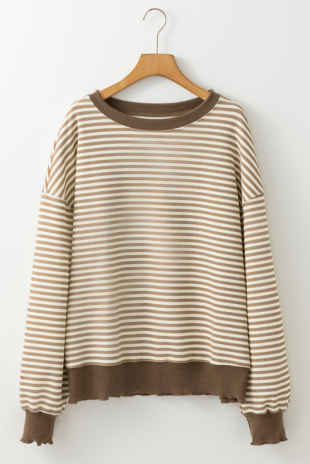 Purple Stripe Drop Shoulder Long Sleeve Top