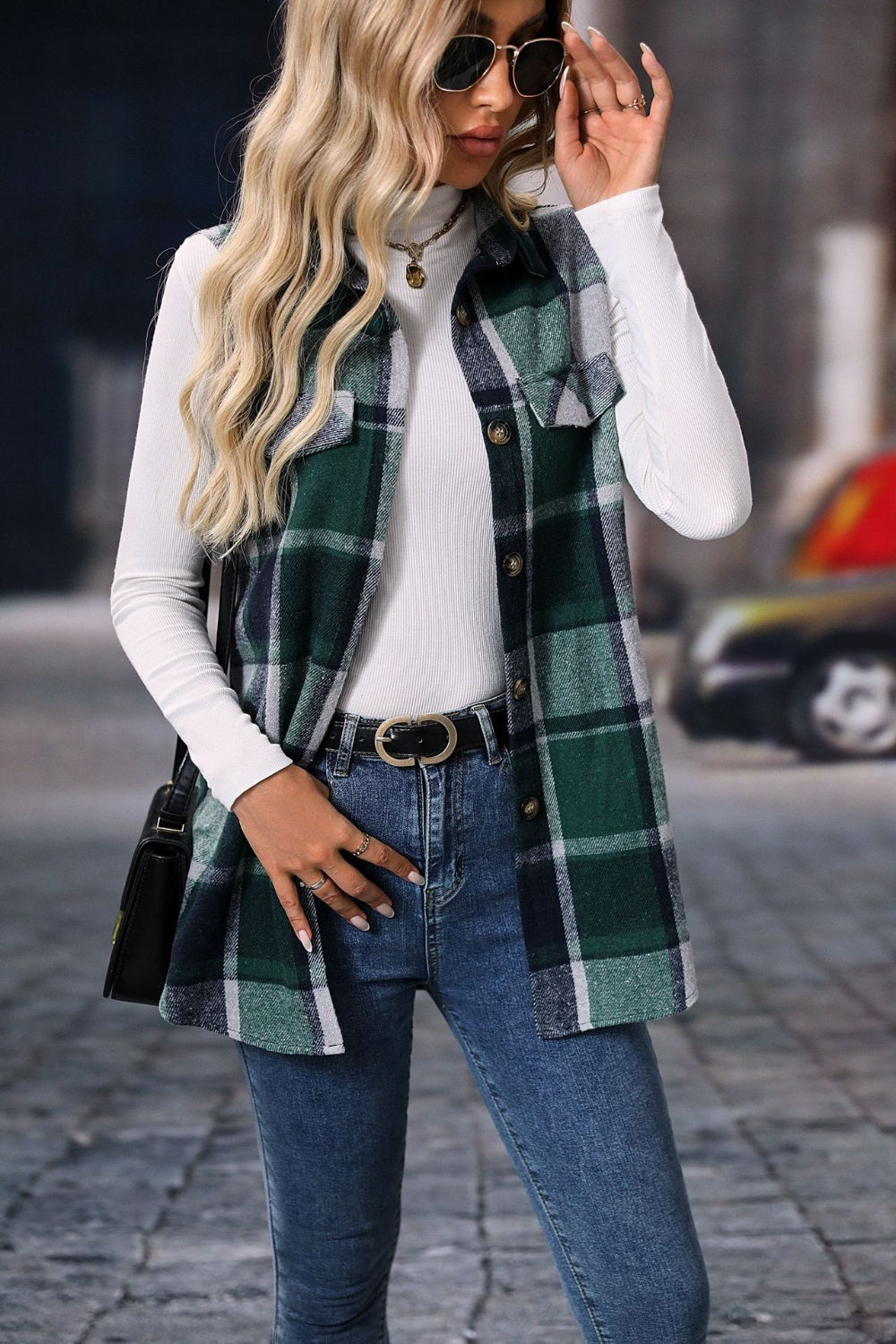 Plaid Button Up Vest Coat | Maekery Studio