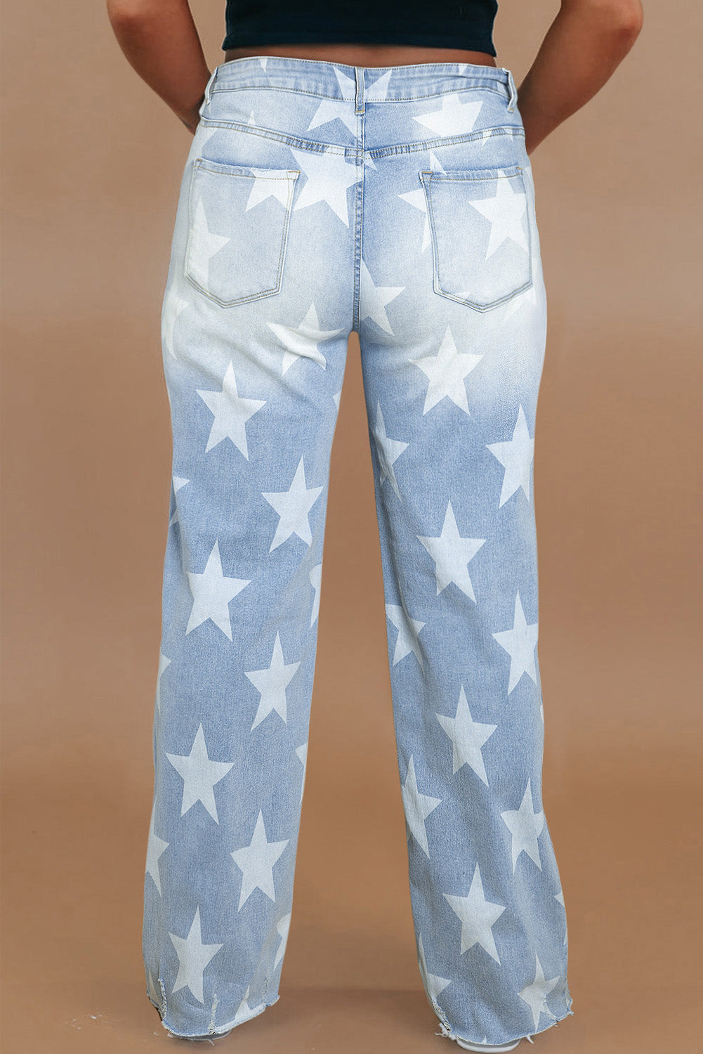 Beau Blue High Waist Star Pattern Plus Size Jeans | Maekery Studio