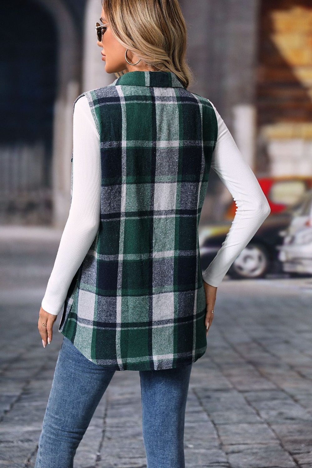 Plaid Button Up Vest Coat | Maekery Studio