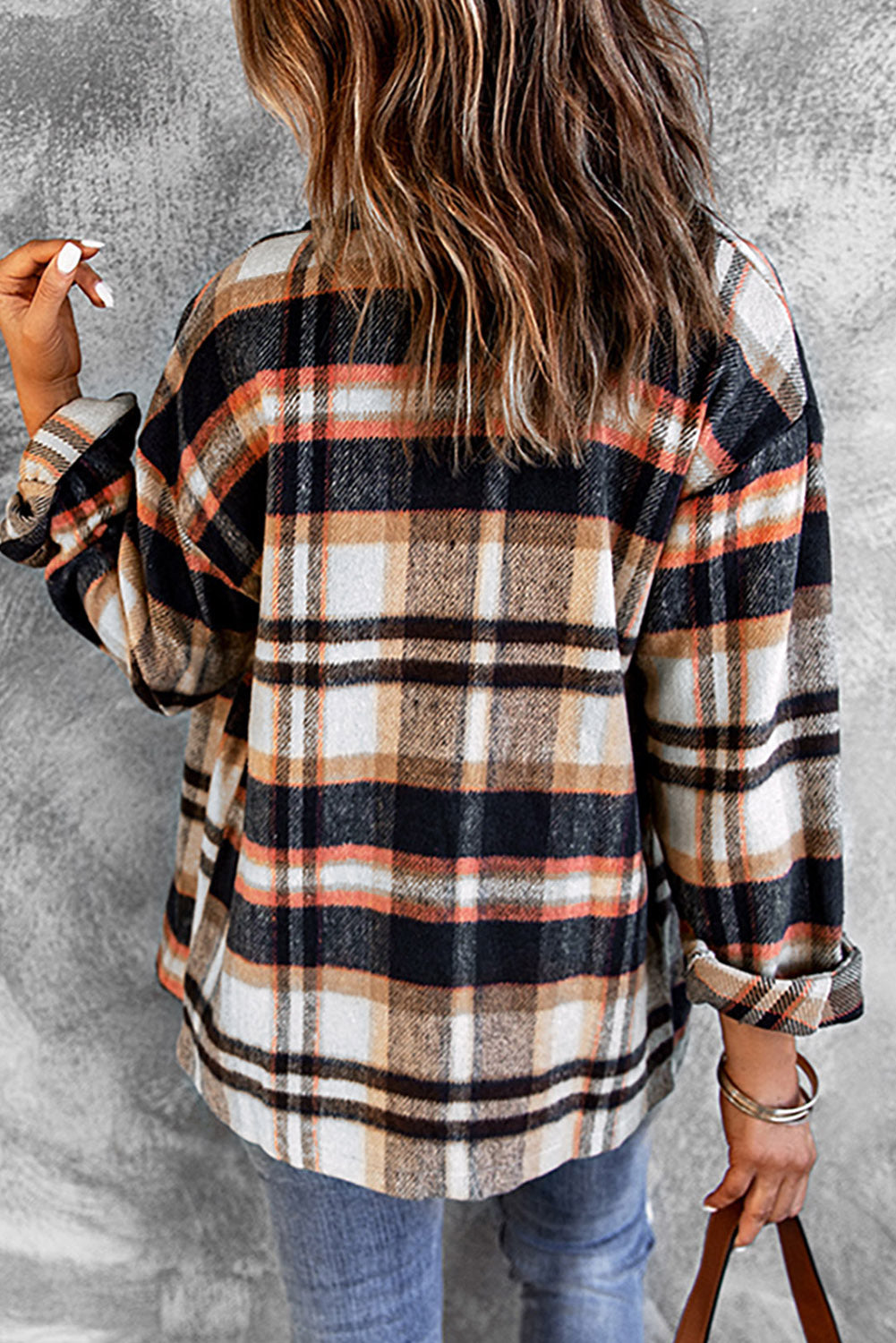 Plaid Button Front Shirt Jacket with Breast Pockets | Maekery Studio