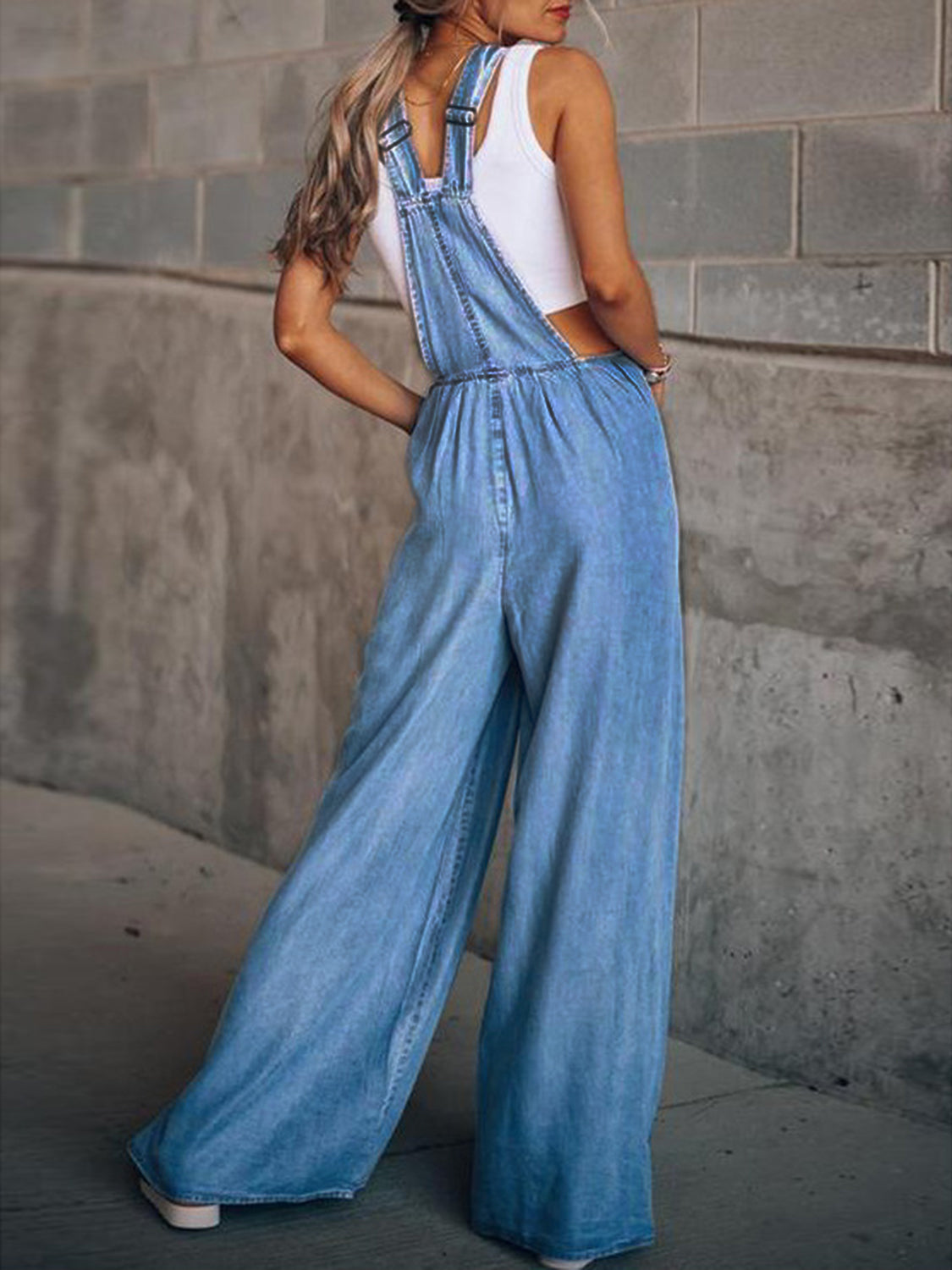 Wide Leg Denim Overalls | Maekery Studio